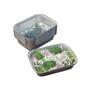 Disposable Medium Rectangular Aluminum Foil Container Food Grade Oven-Safe with Foil Lid for Vegetables, BBQ, and Takeaway Catering