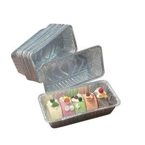 Disposable Medium Rectangular Aluminum Foil Tray Food Grade Oven-Safe Cake, Dessert, and Bread Container
