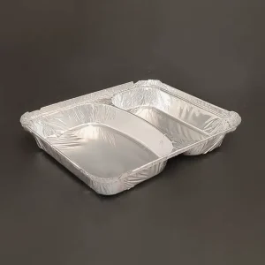 Disposable Multi Compartment Aluminum Foil Bento Box Divided Meal Prep Container for Takeaway and Catering Packaging Tray