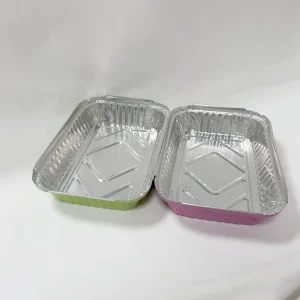 Disposable PET Food Container 700ml Takeaway Aluminum Foil Tray with Pulp Moulded Paper Lid Rectangle