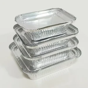 Disposable Rectangle Aluminum Foil Container with Lids for Takeaway Food, Baking, BBQ, and Catering