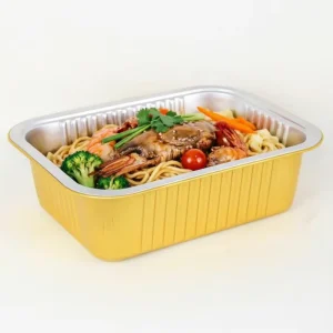 Disposable Rectangle Aluminum Foil Container with PP Lid Food-Grade 10×7-Inch