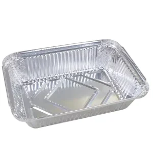 Disposable Rectangle-Shaped Aluminum Foil Food Containers with PET Plastic Lid for Take Away
