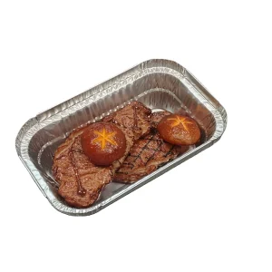 Disposable Rectangular Aluminum Foil Container Oven-Safe Food Grade Takeout Tray with Plastic Lid for Steak, Loaf, and Cake