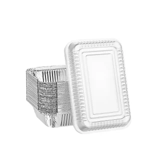 Disposable Rectangular Aluminum Foil Container with Lid Food Grade Takeaway Meal Container for Restaurant Catering Oven Safe Baking Tool