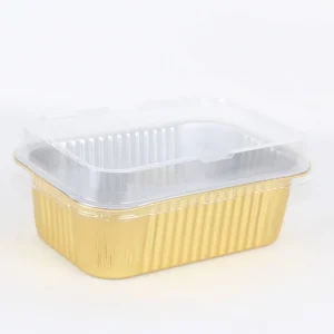 Disposable Rectangular Aluminum Foil Container with PET Lid 930ml