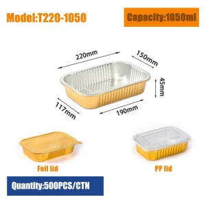 Disposable Rectangular Aluminum Foil Containers with Heat-Sealable Foil Lids Oven Safe for Takeout Food Processing