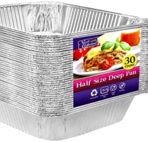 Disposable Rectangular Aluminum Foil Food Container with Lid for Catering, Takeout, and Oven Baking