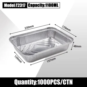 Disposable Rectangular Food-Grade Aluminum Foil Containers with Paper Lid, Oven-Safe for BBQ and Catering