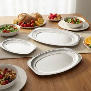 Disposable Recyclable Aluminium Foil Oven Proof Oval Buffet Food Container Baking Pan for Serving Pizza