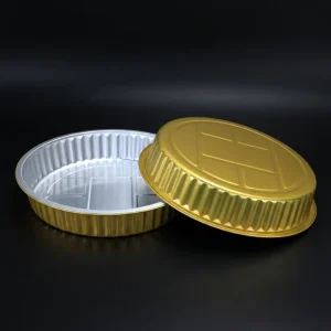 Disposable Round Aluminum Foil Containers with Heat Sealable Lid, Food Grade, Oven Safe, for Takeaway Use