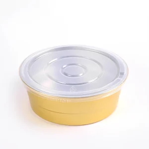 Disposable Round Aluminum Foil Containers with PP Lid Microwavable Food Grade for Industrial Food Processing 800ml