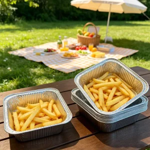 Eco Friendly Food Grade Round Aluminum Foil Baking Container with Foil Lid for Takeaway Food