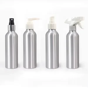 Empty Aluminum Cosmetic Packaging Water Spray Lotion Bottle Metal Packaging 100ml 300ml 500ml Silver Alum Bottle With Screw Lid