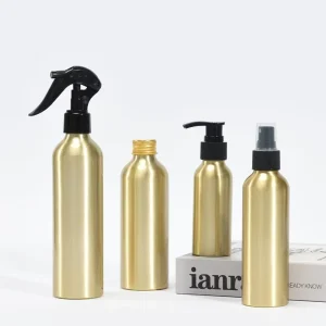 Empty Gold Refillable Aluminum Bottles Metal Trigger Spray Bottle Essential Oil Room Cleaning 30ml 50ml 100ml 250ml