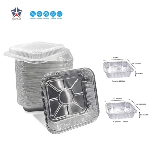 Extra Heavy Duty Disposable Aluminum Foil Pans Lids 8″ 9″ Square Hard Tempered Tray Baking Cut Coated Kitchen Use Alloy 8011