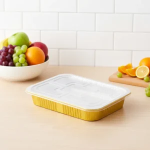 Extra Large 4670ml Golden Rectangle Aluminum Foil Containers Trays for Cooking, Baking, Meal Prep, and Serving