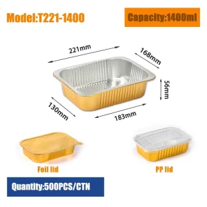 Extra Thick Heavy Duty Oven Safe Food Grade Aluminum Foil Containers with Foil Lid for Takeaway Soup