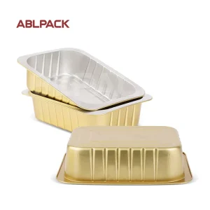 Factory Custom PET Aluminum Foil Disposable Gold Rectangular Cake Cup Lid Container, High Temperature Resistant