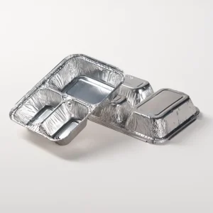 Factory Disposable 3-Compartment Aluminum Foil Takeout Container with Plastic Lid 780ml