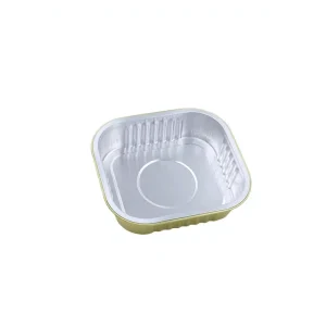 Factory Disposable Food Grade Aluminum Foil Pulp Moulded Baking Container with PET Lid, 370ml