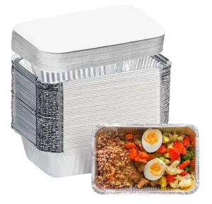 Factory Disposable Rectangular Aluminum Foil Lunch Box Food Grade Takeaway Meal Container for Restaurant Catering and Delivery