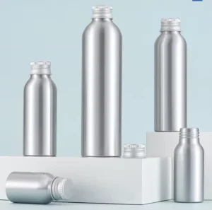 Factory Empty Aluminum Metal Bottles for Cosmetic Packaging with Screw Lid