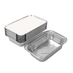 Factory Price Eco Friendly Food Grade Aluminum Foil Takeaway Lunch Box Hot Selling Rectangular Container Paper Lid 640ml