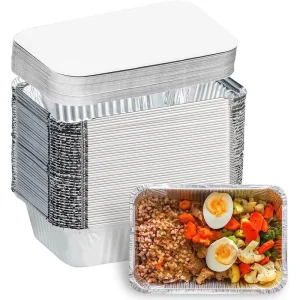 Factory Supply 10pcs 700ml Disposable Eco Friendly Aluminum Foil Containers Plastic Lids Rectangular Takeaway Food Packaging