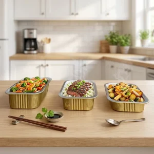 Factory Supply Eco-Friendly Gold Aluminum Foil Food Packaging Container for Takeaway