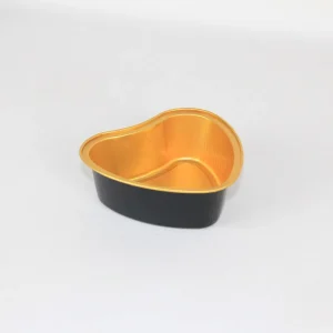 Fancy Black Gold Aluminum Foil Small Portion Container PET Foil Oven Safe Food Grade Disposable Heart Shaped Pot for