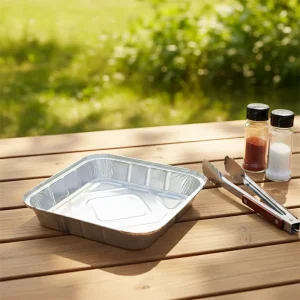 Food Grade 1300ml Square Aluminum Foil Takeaway Container 245x245mm 0.085mm Thickness 20g Oven Microwave Safe for Catering Bakin