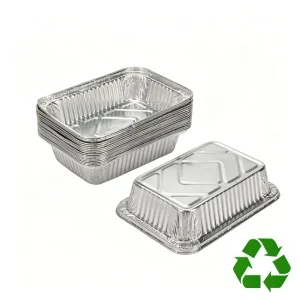Food Grade 25oz Heavy Duty Rectangular Aluminum Foil Container with Paper Lid for Baking