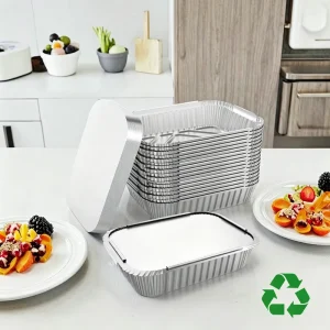 Food Grade 680ml Recyclable Silver Rectangle Aluminum Foil Takeaway Packaging Food Containers Baking Foil Trays