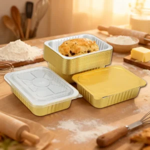 Food Grade Aluminum Foil Trays Rectangle Takeaway Food Containers with PP Lid Customizable Colors & Logo Aluminium Container