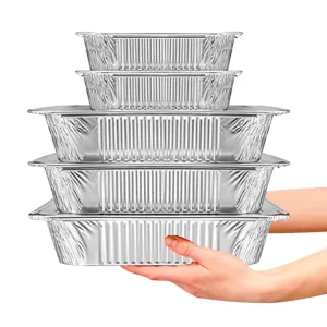 Food Grade Disposable Aluminum Foil Food Container Aluminum Tray Rectangle Aluminium Foil Plates with Lids