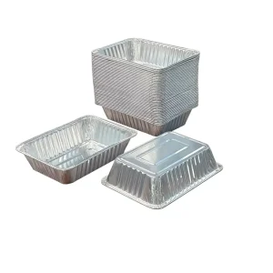 Food Grade Disposable Heat-Resistant Aluminum Foil Tray Lid Rectangular Takeaway Container Catering