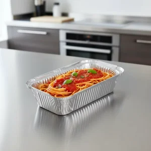 Food Grade Disposable Rectangular Aluminum Foil Tray with Paper Lid and PP Plastic Foil Box