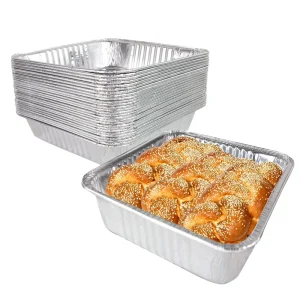 Food Grade Disposable Square Aluminum Foil Tray Carryout Packaging Half Shallow Lunch Boxes 900ml Tin Foil Container