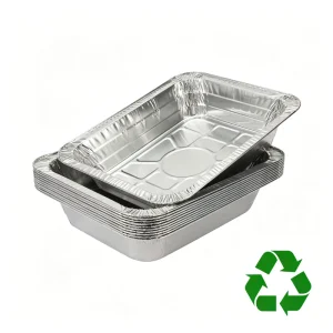 Food Grade Half Size Rectangle Aluminum Foil Containers with PET Lids Disposable & Recyclable Foil Trays Aluminum Foil Pans