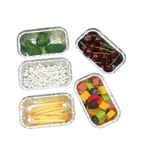 Food Grade Heat-Resistant Rectangular Disposable Aluminum Foil Container Eco-Friendly Small Size Takeaway Tray for