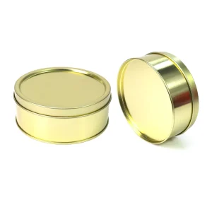Food Grade Packaging Cake Can Cookie Round Tin Can 3.9*1.5 Inch Food Tin Container Tinplate Gold Metal Can for Biscuit