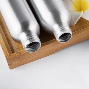 Food Grade Silver Aluminum Metal Bottle with Lotion Pump Empty for Cosmetic Shampoo Packaging