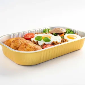 Food Processing Disposable Rectangle Aluminum Foil Containers with Foil Lid, Microwavable and Oven Safe, High-Temp