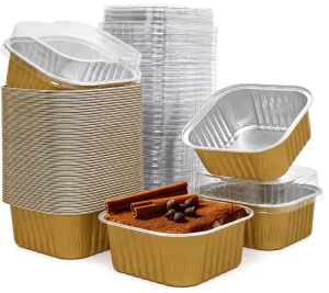 Food grade Aluminum Foil Container PET Lid Rectangle Oven Safe for Food Baking Customized Colors Mini Cake Pans Lids Takeaway