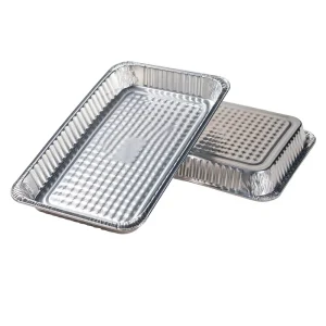 Full-Size Deep Disposable Aluminum Foil Roasting Pans with PET Lids, Blue