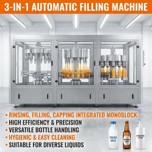 Fully Automatic 3-in-1 Mineral Water Rinsing, Filling, and Capping Bottling Machine