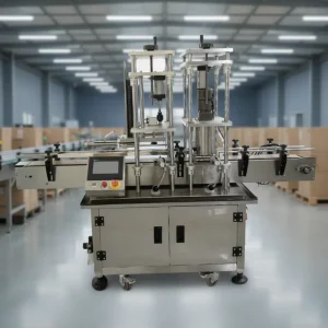 Fully Automatic Belt-Type Servo Capping Machine Four-Wheel for Plastic Cans Wide-Mouth Cosmetic Bottles Threaded Caps