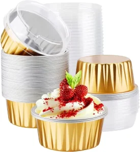 Gold Aluminum Foil Baking Cups Cream Puff Paper Cupcake Liners Tin Cup Containers