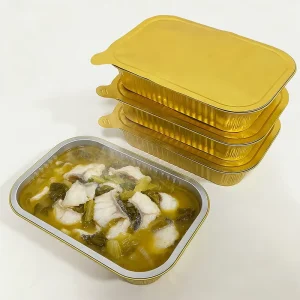 Gold Aluminum Foil Container, 1050ml, Disposable Food Tray Baking Pan for BBQ Catering